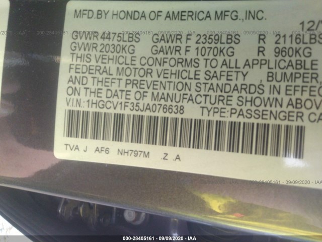 Photo 8 VIN: 1HGCV1F35JA076638 - HONDA ACCORD SEDAN 