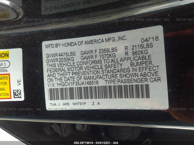 Photo 8 VIN: 1HGCV1F35JA148518 - HONDA ACCORD SEDAN 