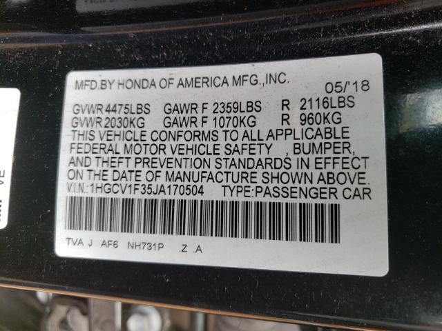 Photo 9 VIN: 1HGCV1F35JA170504 - HONDA ACCORD SPO 