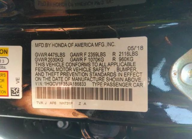 Photo 8 VIN: 1HGCV1F35JA186833 - HONDA ACCORD 