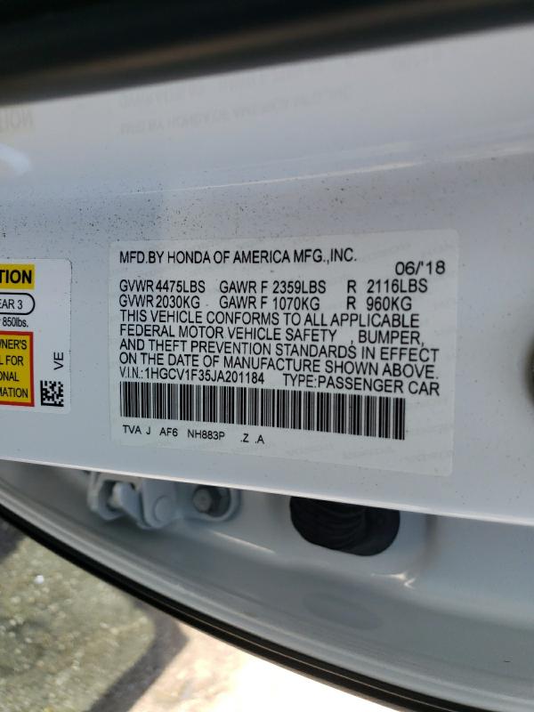 Photo 9 VIN: 1HGCV1F35JA201184 - HONDA ACCORD SPO 