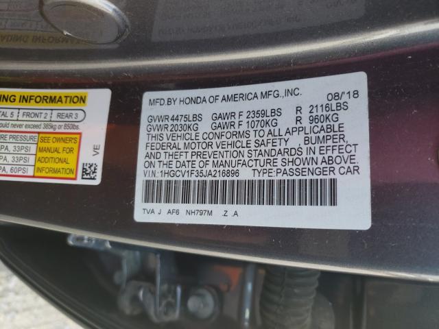 Photo 9 VIN: 1HGCV1F35JA216896 - HONDA ACCORD SPO 