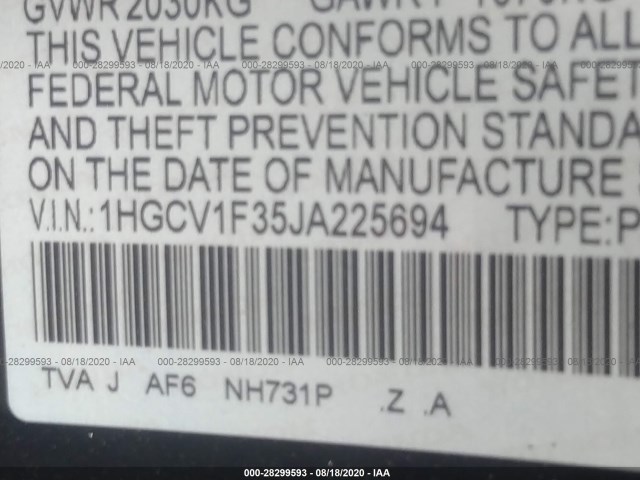 Photo 8 VIN: 1HGCV1F35JA225694 - HONDA ACCORD SEDAN 