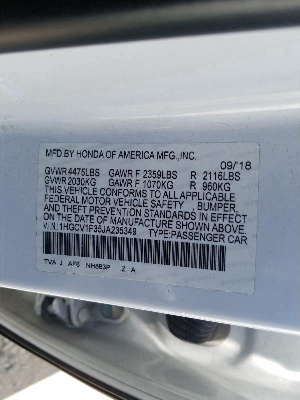 Photo 9 VIN: 1HGCV1F35JA235349 - HONDA ACCORD SPO 