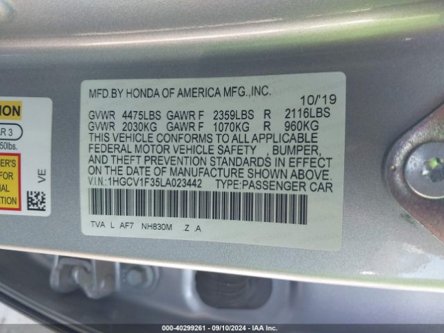 Photo 8 VIN: 1HGCV1F35LA023442 - HONDA ACCORD 