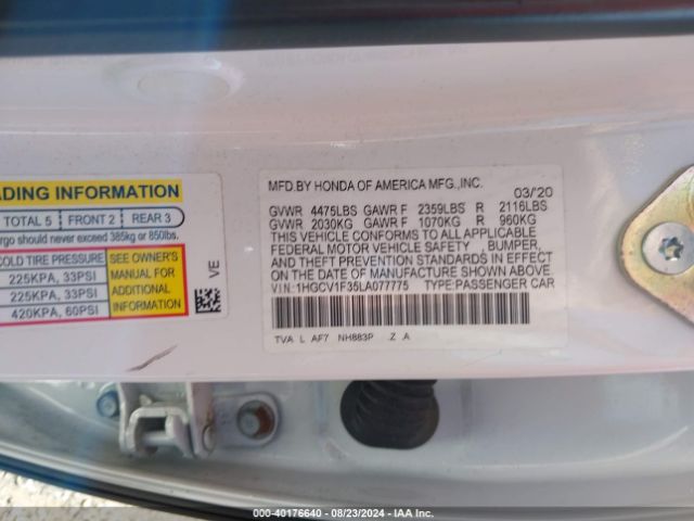 Photo 8 VIN: 1HGCV1F35LA077775 - HONDA ACCORD 