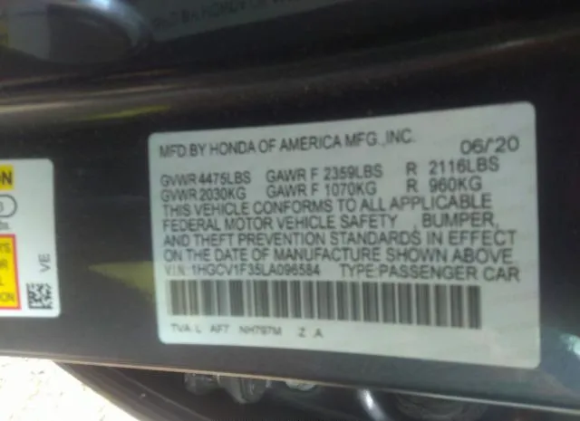 Photo 8 VIN: 1HGCV1F35LA096584 - HONDA ACCORD SEDAN 