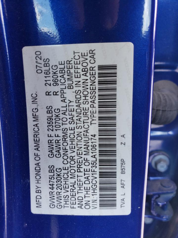 Photo 11 VIN: 1HGCV1F35LA106174 - HONDA ACCORD 