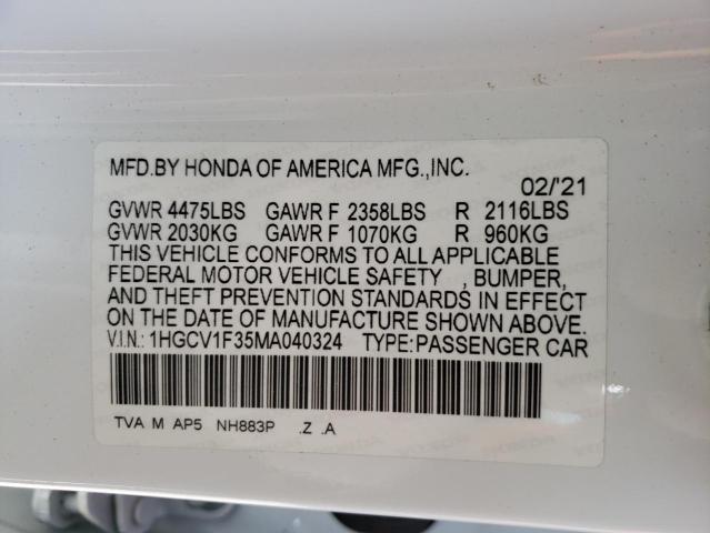 Photo 9 VIN: 1HGCV1F35MA040324 - HONDA ACCORD 