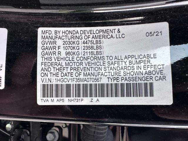 Photo 9 VIN: 1HGCV1F35MA070567 - HONDA ACCORD SPO 