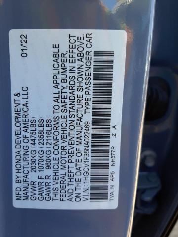 Photo 9 VIN: 1HGCV1F35NA022469 - HONDA ACCORD SPO 