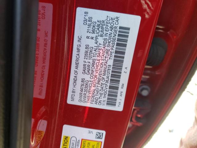 Photo 11 VIN: 1HGCV1F36JA137818 - HONDA ACCORD SPO 