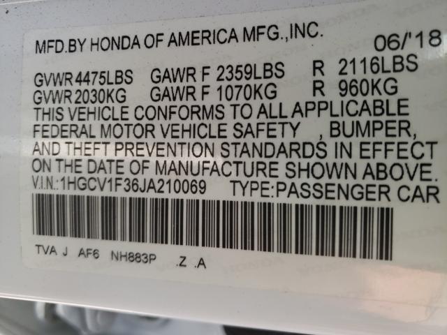 Photo 9 VIN: 1HGCV1F36JA210069 - HONDA ACCORD SPO 