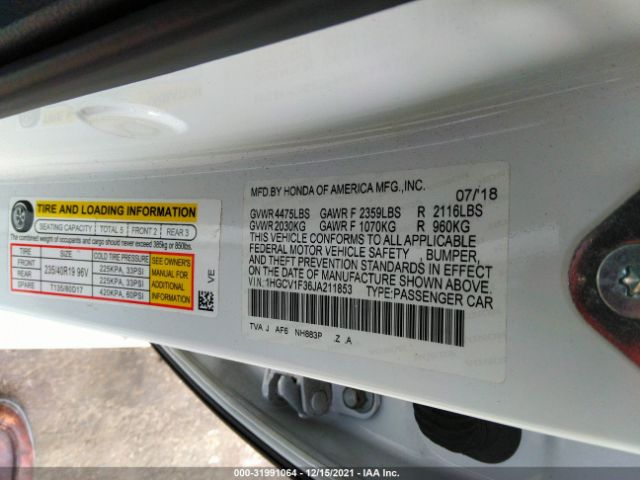 Photo 8 VIN: 1HGCV1F36JA211853 - HONDA ACCORD SEDAN 