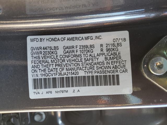 Photo 9 VIN: 1HGCV1F36JA215420 - HONDA ACCORD SPO 