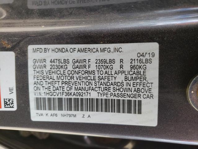 Photo 12 VIN: 1HGCV1F36KA092171 - HONDA ACCORD SPO 