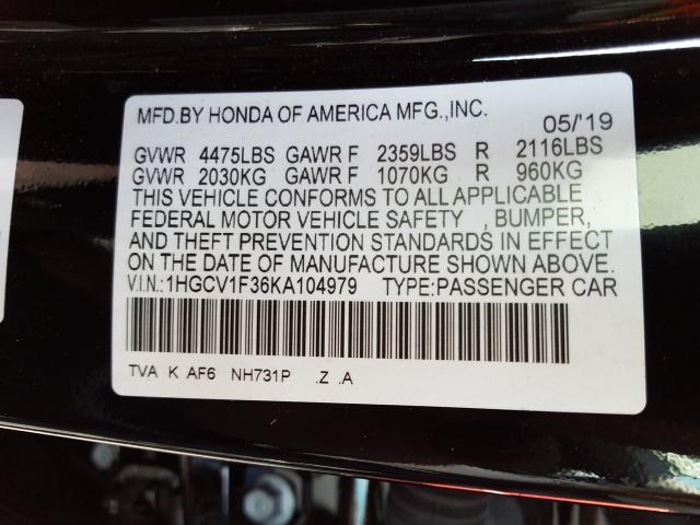 Photo 9 VIN: 1HGCV1F36KA104979 - HONDA ACCORD SPO 