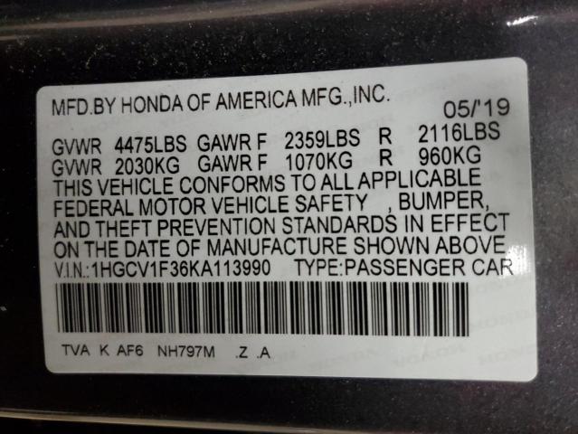 Photo 12 VIN: 1HGCV1F36KA113990 - HONDA ACCORD SPO 