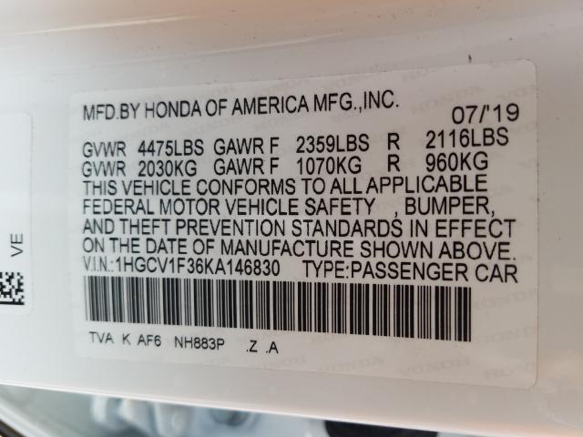 Photo 9 VIN: 1HGCV1F36KA146830 - HONDA ACCORD SPO 