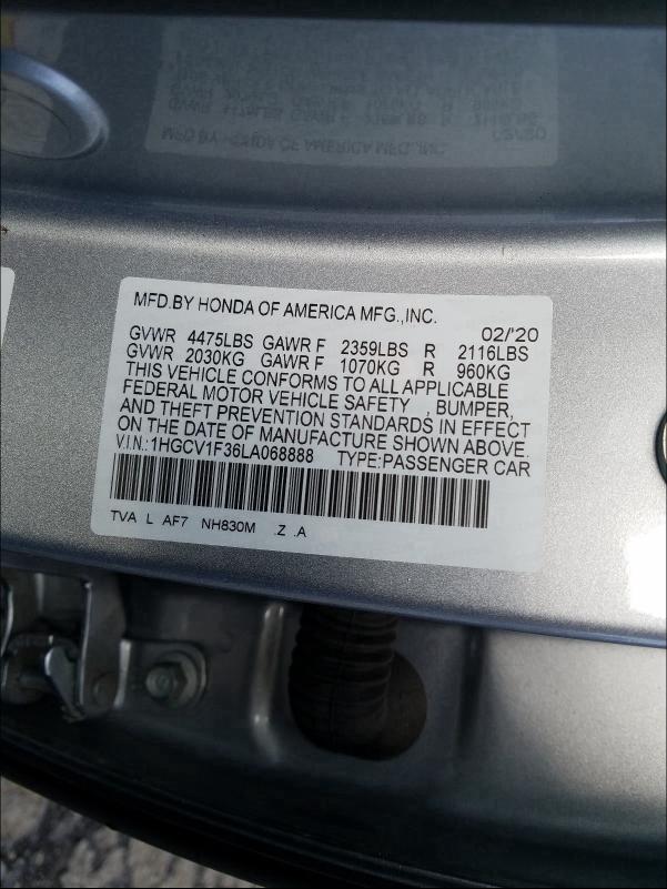 Photo 9 VIN: 1HGCV1F36LA068888 - HONDA ACCORD SPO 