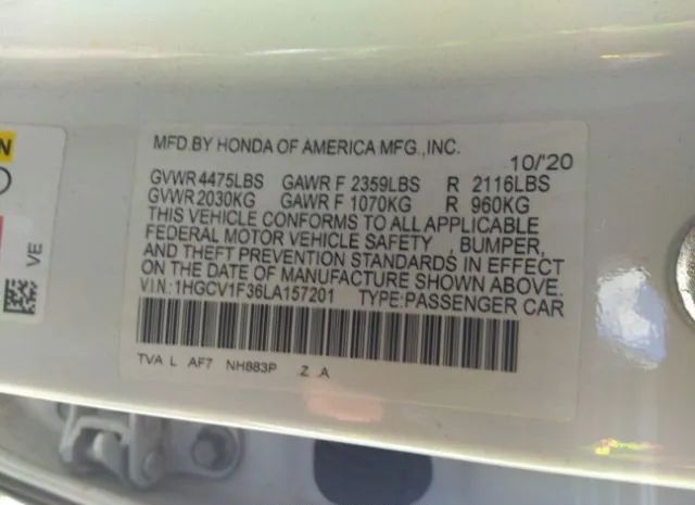 Photo 8 VIN: 1HGCV1F36LA157201 - HONDA ACCORD 