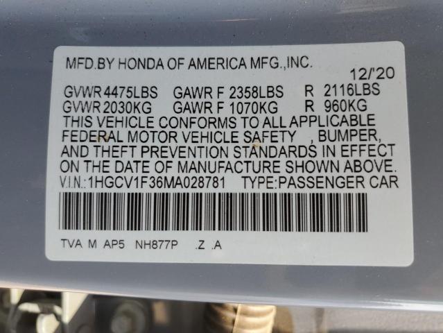 Photo 11 VIN: 1HGCV1F36MA028781 - HONDA ACCORD SPO 