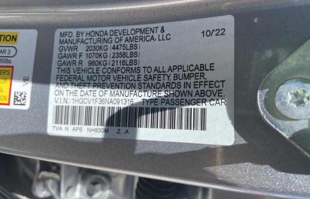 Photo 9 VIN: 1HGCV1F36NA091316 - HONDA ACCORD SPO 