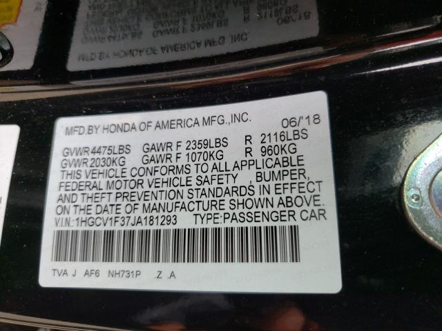 Photo 9 VIN: 1HGCV1F37JA181293 - HONDA ACCORD SPO 