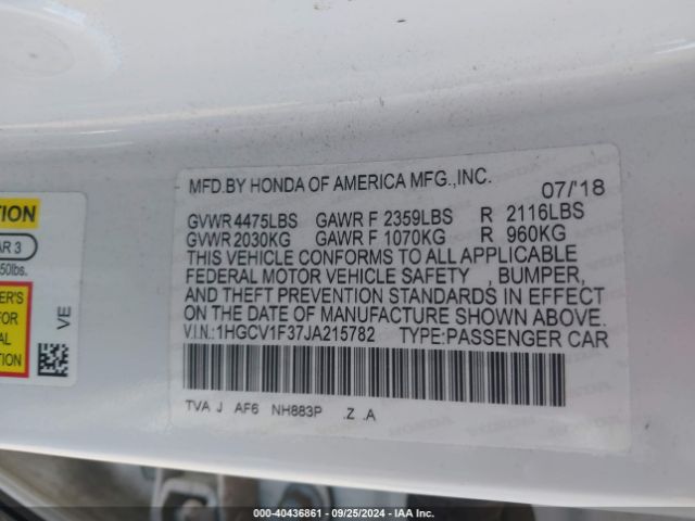 Photo 8 VIN: 1HGCV1F37JA215782 - HONDA ACCORD 