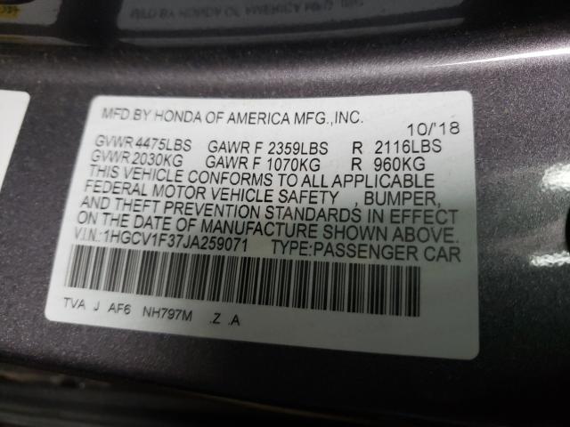 Photo 9 VIN: 1HGCV1F37JA259071 - HONDA ACCORD SPO 