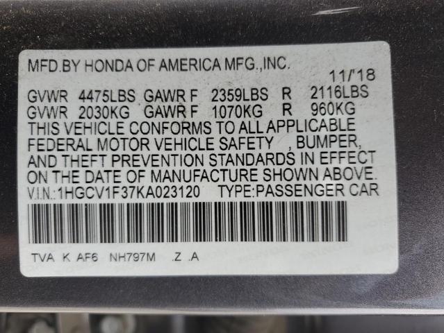 Photo 11 VIN: 1HGCV1F37KA023120 - HONDA ACCORD SPO 