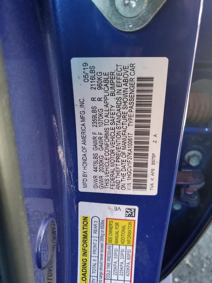 Photo 11 VIN: 1HGCV1F37KA100617 - HONDA ACCORD 