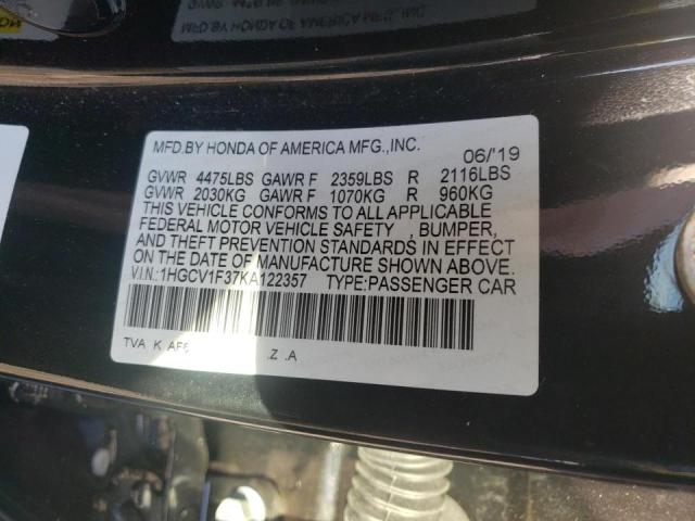 Photo 9 VIN: 1HGCV1F37KA122357 - HONDA ACCORD SPO 