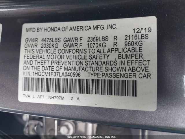 Photo 8 VIN: 1HGCV1F37LA040596 - HONDA ACCORD 