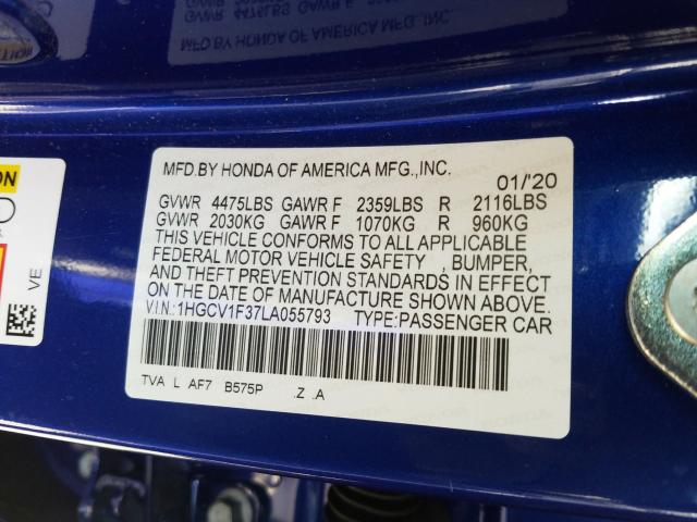 Photo 9 VIN: 1HGCV1F37LA055793 - HONDA ACCORD SPO 