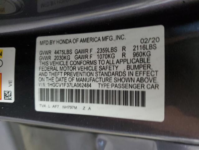 Photo 12 VIN: 1HGCV1F37LA062484 - HONDA ACCORD SPO 