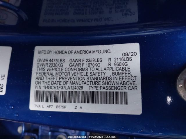 Photo 8 VIN: 1HGCV1F37LA124028 - HONDA ACCORD 