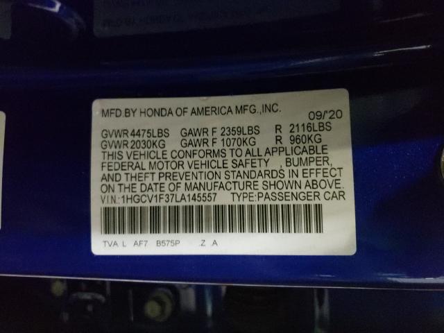 Photo 9 VIN: 1HGCV1F37LA145557 - HONDA ACCORD SPO 