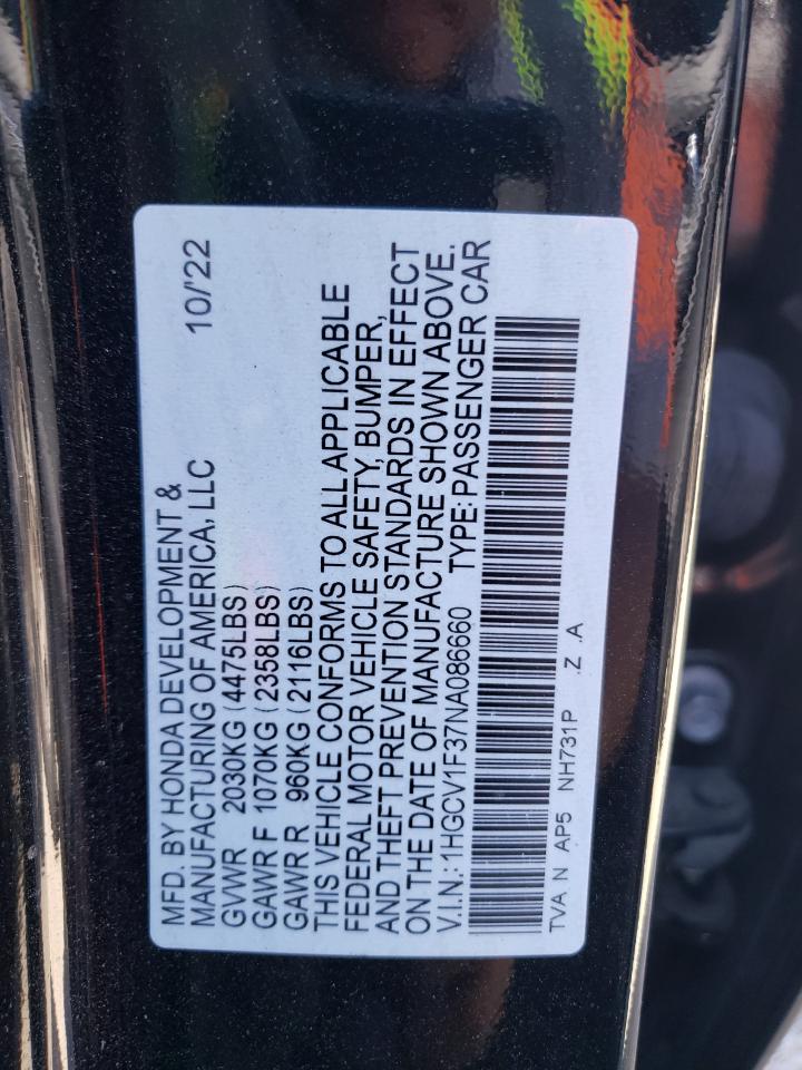 Photo 11 VIN: 1HGCV1F37NA086660 - HONDA ACCORD 