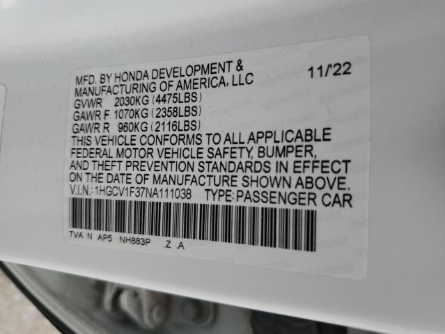 Photo 11 VIN: 1HGCV1F37NA111038 - HONDA ACCORD SPO 