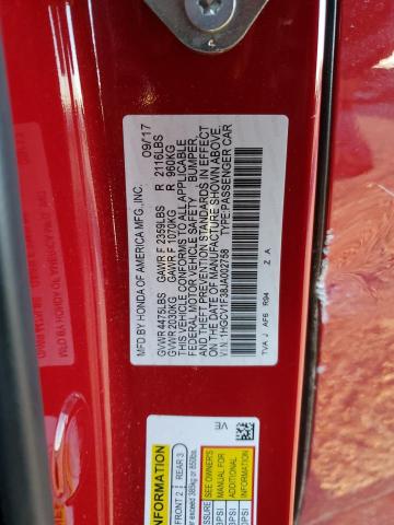 Photo 11 VIN: 1HGCV1F38JA002758 - HONDA ACCORD 