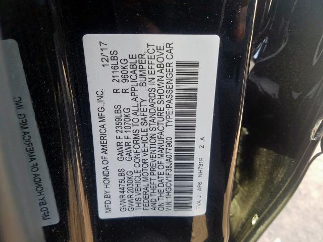 Photo 9 VIN: 1HGCV1F38JA077900 - HONDA ACCORD SPO 