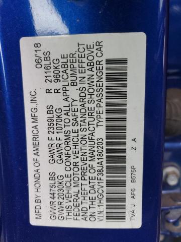 Photo 11 VIN: 1HGCV1F38JA180203 - HONDA ACCORD SPO 