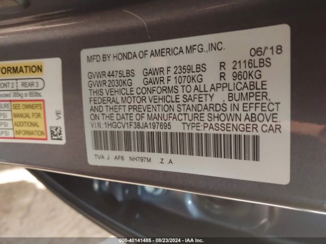 Photo 8 VIN: 1HGCV1F38JA197695 - HONDA ACCORD 