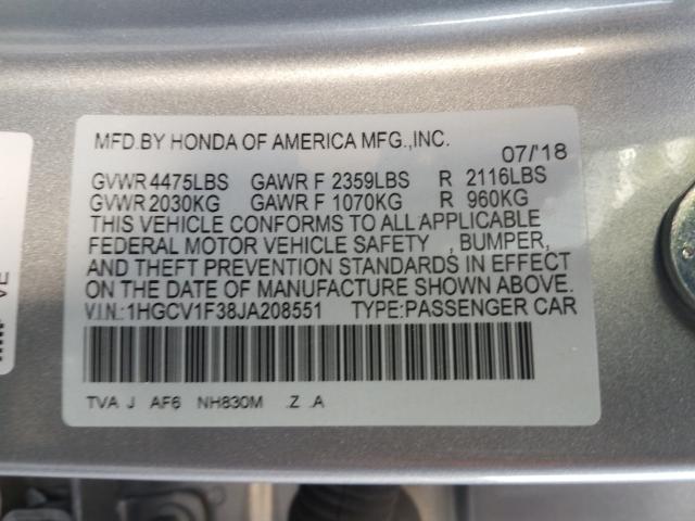 Photo 9 VIN: 1HGCV1F38JA208551 - HONDA ACCORD SPO 