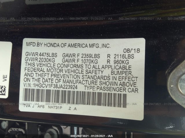 Photo 8 VIN: 1HGCV1F38JA223924 - HONDA ACCORD SEDAN 