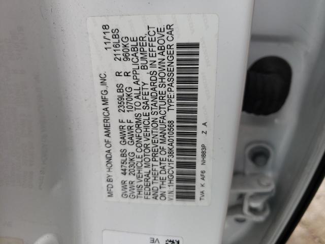 Photo 9 VIN: 1HGCV1F38KA010568 - HONDA ACCORD SPO 