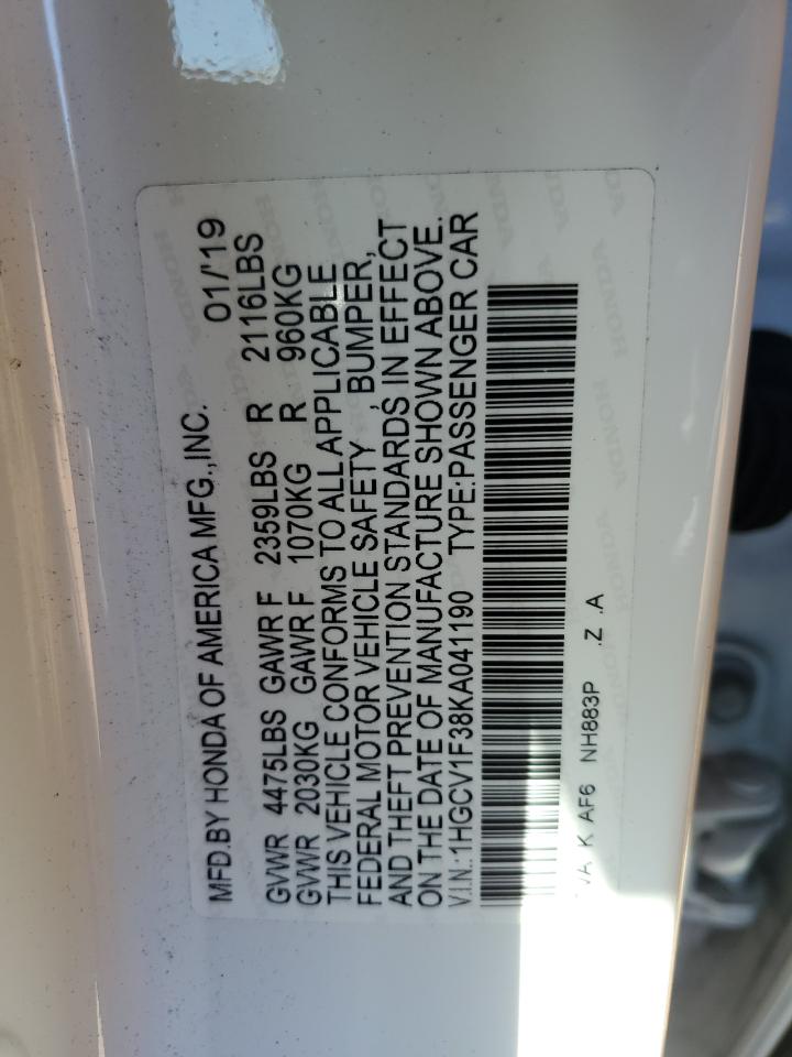 Photo 11 VIN: 1HGCV1F38KA041190 - HONDA ACCORD 