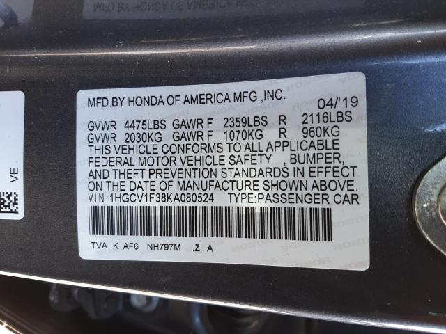 Photo 9 VIN: 1HGCV1F38KA080524 - HONDA ACCORD SPO 