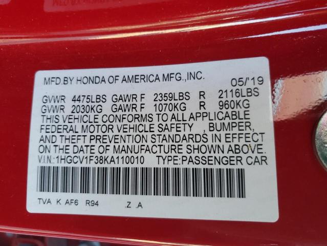 Photo 11 VIN: 1HGCV1F38KA110010 - HONDA ACCORD SPO 